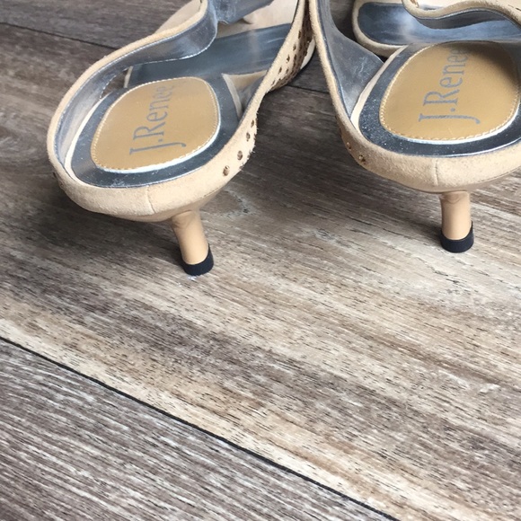 J Renee Bree Rhinestone Suede Sandal Tan size 7.5 - Picture 4 of 6